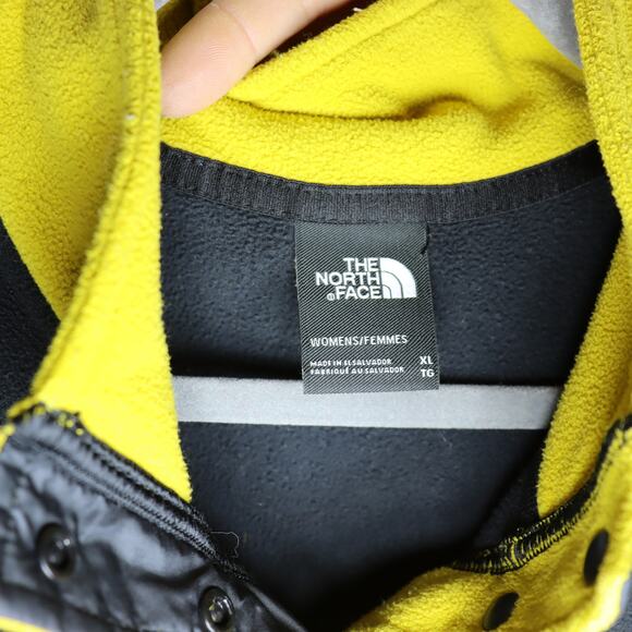 The North Face Women’s XL Fleece Snap Pullover Yellow Black - Picture 3 of 4